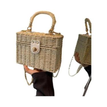 Imagem de Bolsa De Ombro De Palha Trançada Para Mulheres, Bolsa De Praia De Verã