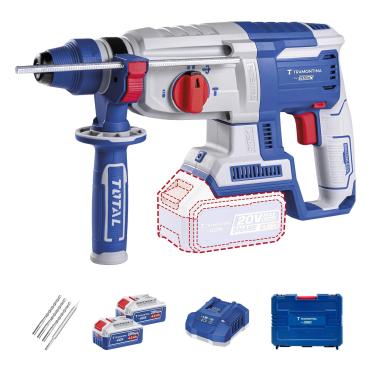 Imagem de Martelete Perfurador e Rompedor Tramontina by TOTAL 20V Brushless SDS-Plus 26 mm 2 Baterias 4,0 Ah