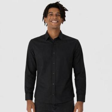 Imagem de Camisa Básica Tradicional Masculina Em Tricoline Malwee, G, Preto
