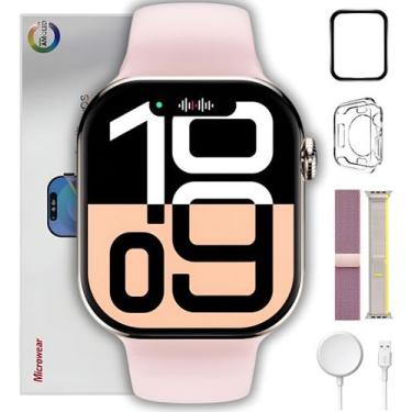 Imagem de Smartwatch W99+ Rosa Series 10 Microwear Nfc A Prova D'água Chatgpt - 