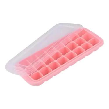 Imagem de Forma De Gelo Silicone Flexível 24 Cubos Papinha Tampa - Engarb, Rosa