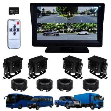 Imagem de Sistema Monitoramento Veicular DVR 7 Pol 4 Câmeras IR HD 128GB Caminhã