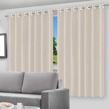 Imagem de Cortina Blackout Bege PVC 280x180cm com Ilhós Corta Luz - Vida Pratika