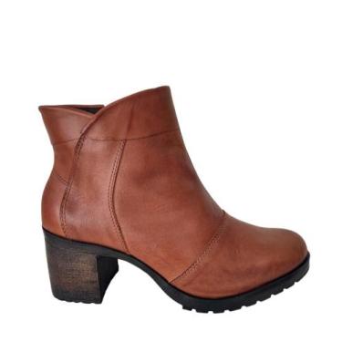 Imagem de Bota tratorada com pespontos miss western couro, Castanho, 36