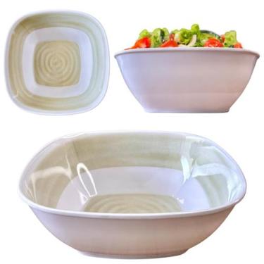 Imagem de 2 Tigelas Saladeira Grande Melamina 1,5L Espiral Luxo Bege - Fx