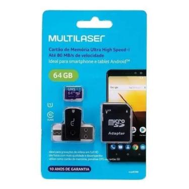 Imagem de Pendrive Multilaser 64gb 4x1 Sd Micro Sd Usb V8 Mc152