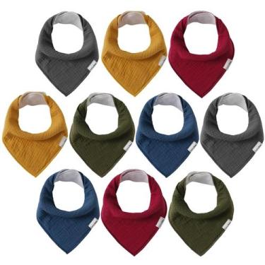 Imagem de Babadores Muslin Baby Bibs, pacote com 10 bandana de algodão macio Egm