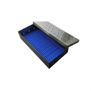 Imagem de Caixa cirurgica inox 28x14x06cm com manta azul - ACONOZ-BRASIL