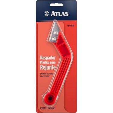 Imagem de Raspador Plástico para Rejunte, Lâmina de Metal, Cor Vermelho, Atlas.
