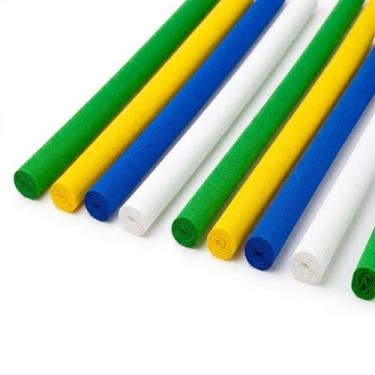 Imagem de Kit 10 Papel Crepom amarelo verde azul branco Copa Brasil - Reipel