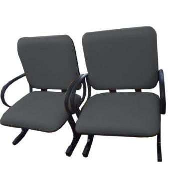 Imagem de 02 Cadeiras para Escritório para Obesos até 250kg Cinza - Design Offic
