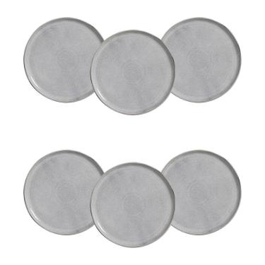 Imagem de Conjunto de Pratos de Sobremesa Bio Dust Stoneware Cerâmico Sustentável 21,5CM Cinza Porto Brasil