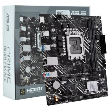 Imagem de Placa Mãe Asus Prime H610M-F D4 R2.0 com Suporte DDR4 Até 3200 Mhz e Tecnologia Optimem com Dissipadores Integrados