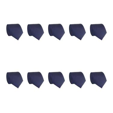 Imagem de Kit 10 Gravatas Masculina Social Slim Premium Tons de Azul Lisa Elegante Padrinhos Formatura Trabalho