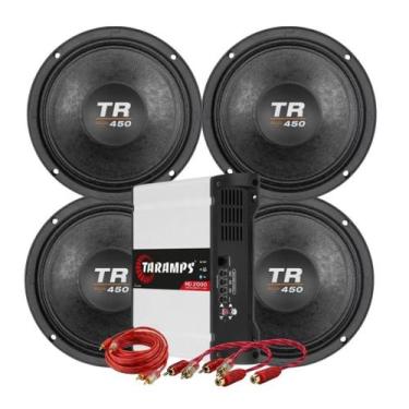 Imagem de Kit 2 pares alto falante triton tr450 8 pol + módulo taramps - Hard Po