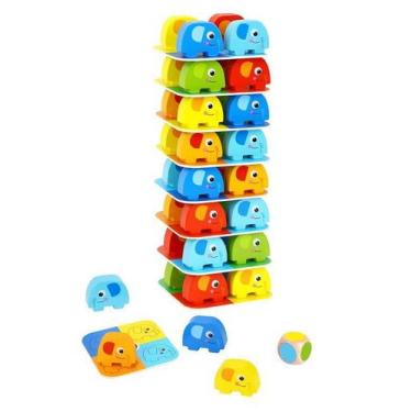 Imagem de Brinquedo Jenga Jogo de Empilhar Elefantes Tooky Toy 3+