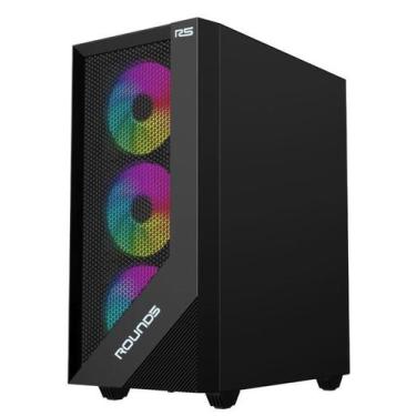 Imagem de Gabinete Gamer ATX Round5 Syndra Black R5SYNDRAB2183 com 3 Fans RGB  L