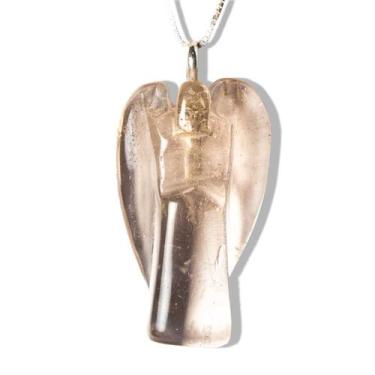 Imagem de 01 Pingente Nlux Anjo Cristal Fumê Pedra Natural Com Pino Prata 950