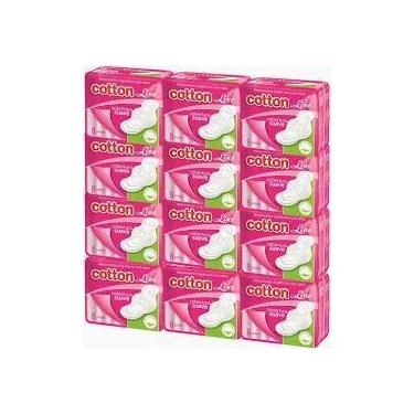 Imagem de Kit 96 Absorventes Cotton Line Com Abas Cobertura Suave 12 Pacotes com