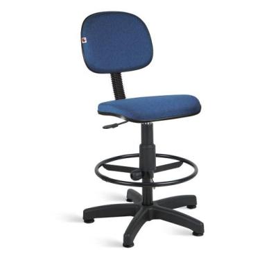 Imagem de Cadeira Caixa Secretária Tecido Azul Com Preto - Ideaflex
