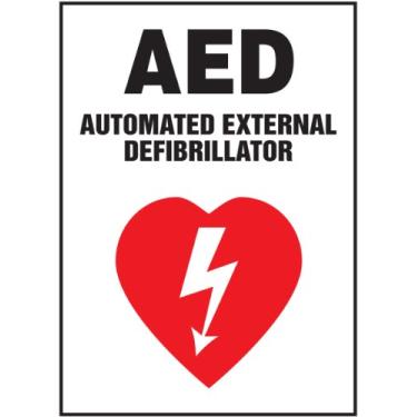 Imagem de Accuform MFSD402XV Placa adesiva dura-vinil, legenda "AED", 25,4 cm de comprimento x 17,8 cm de largura x 0 cm de espessura, vermelho/preto em branco