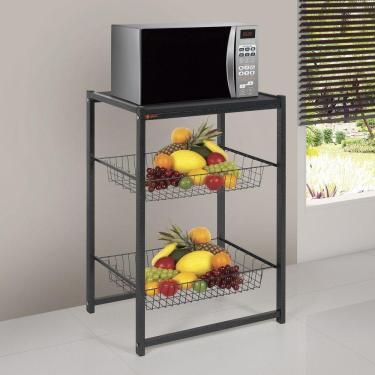 Imagem de Fruteira 1 Prateleira e 2 Cestos Max Ciplafe Preto Craquelado