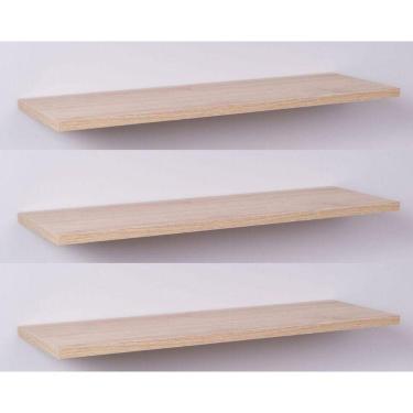 Imagem de Kit com 3 Prateleiras 60 x 20cm Suporte Invisivel - Cor Carvalho Treviso (madeira clara)