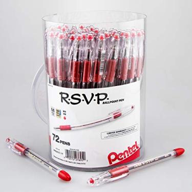 Imagem de Pentel Caneta esferográfica RSVP, (1,0 mm), linha média, tinta vermelha, embalagem com 72 latas (BK91PC72B)