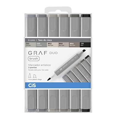 Imagem de Marcador Artístico 2 Pontas, CiS, Graf Duo Brush, 60.8900, 6 Cores, Tons Cinza