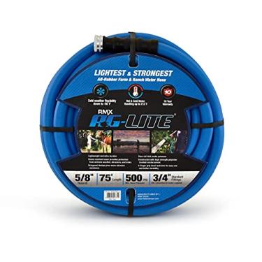 Imagem de Mangueira de jardim AG-Lite BSAL5875 de borracha para água quente/fria, 100% borracha, ultraleve, super forte, 500 PSI, 50F a 190F graus, poliéster de alta resistência trançado