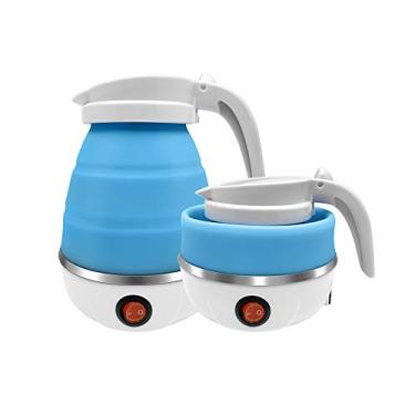Imagem de UpdateClassic Chaleira elétrica dobrável portátil para viagem, 0,6 L pequena caldeira de água quente dobrável para café e chá (azul)