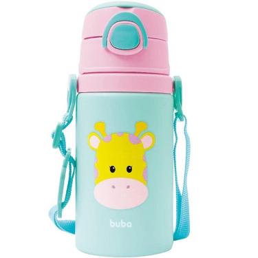 Imagem de Garrafinha Aluminio com Canudo Animal FUN Girafa 400ML Buba