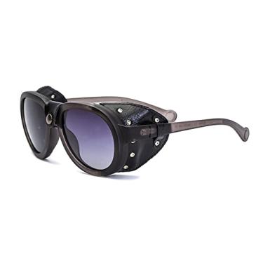 Imagem de Óculos de sol polarizados grandes para mulheres design de luxo redondo steampunk óculos de couro vintage óculos uv400 gafas, 4, china