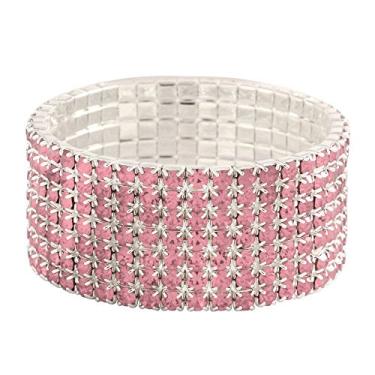 Imagem de Falari Pulseira el stica de cristal de strass brilhante para casamento nupcial, Cristal