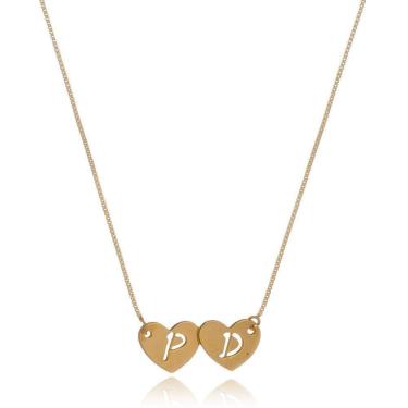Imagem de Colar Personalizado De Corações E Iniciais Vazadas No Meio F