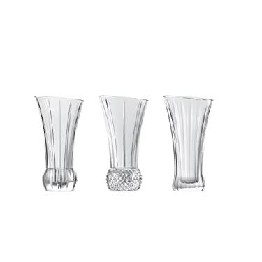 Imagem de Spiegelau & Nachtmann, Vaso de mesa de vidro de cristal Spring 3 peças para flores, vaso de botão, vasos de vidro de cristal para centros de mesa, design de vidro misto, transparente, 13,5 cm