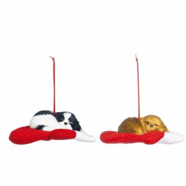 Imagem de Cachorro Pelúcia Deitado Na Luva Pto/bco 5x11x8cm 1595307