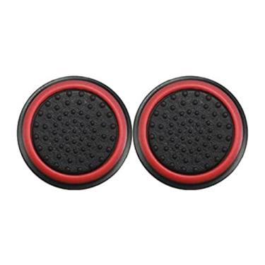 Imagem de 1 Par de Grips Compatível com controle Joystick Playstation 3 4 5 PS3 PS4 PS5 Xbox One S X Series S X Nintendo Wii U Protetora Anti Derrapante Silicone Proteção do Botão Analógico (Vermelho)