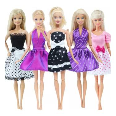 Kit C/ 10 Roupinhas P/ Boneca Barbie Frozen Roupas Vestidos