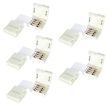 Imagem de 5 x conectores L, conector de canto PCB em forma de cruz L de 4 pinos para fita de LED RGB 3528 5050