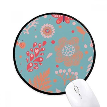 Imagem de Tapete de mouse de pintura de planta de flores folhas azuis desktop escritório tapete redondo para computador