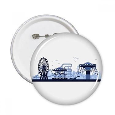 Imagem de Parque de diversões azul contorno de instalações alfinetes redondos botão emblema decoração acessório 5 peças