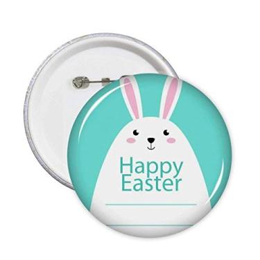 Imagem de Broche de emblema de botão com estampa de coelhinho azul Happy Easter Festival 5 peças