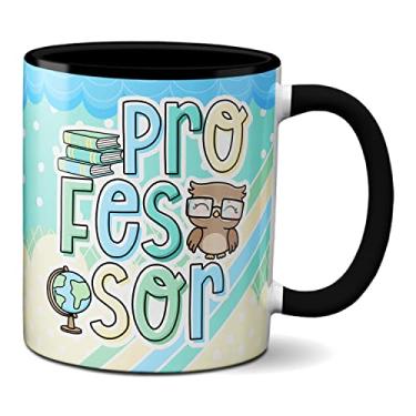 Imagem de Caneca Professor Profissional Coruja Livros Presente Fofo (Preta)