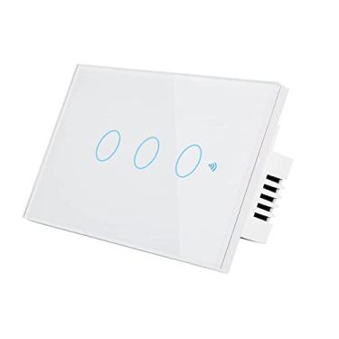 Imagem de Tempaty Interruptor inteligente tuya tuya 120 tipo us alexa controle de voz único zero fogo universal wi-fi interruptor de controle remoto universal 3 vias branco