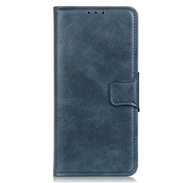 Imagem de YINGDAFENG Capa carteira para iPhone 14 Pro, capa protetora magnética de couro PU com suporte para slot para cartão e proteção da câmera à prova de choque TPU capa interna fina de ajuste fino, azul