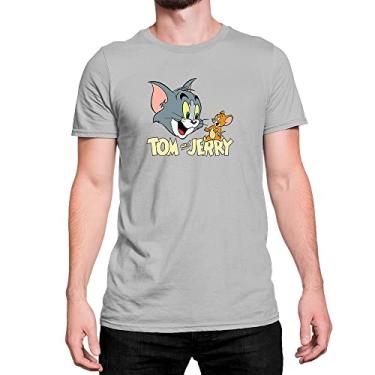 Imagem de Camiseta Desenho Tom e Jarry Gato e Rato Animado Cor:Cinza;Tamanho:GG