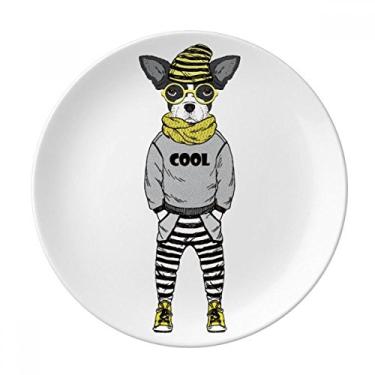 Imagem de Roupa de cachorro em aquarela adorável prato decorativo de porcelana salver louça de jantar