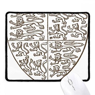 Imagem de Mouse pad preto branco barroco arte escudo padrão leão borda costurada tapete de borracha para jogos
