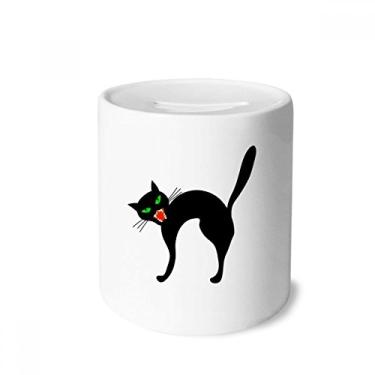 Imagem de DIYthinker Caixa de Dinheiro de Cerâmica Gato Preto Assustador Presente de Cofrinho